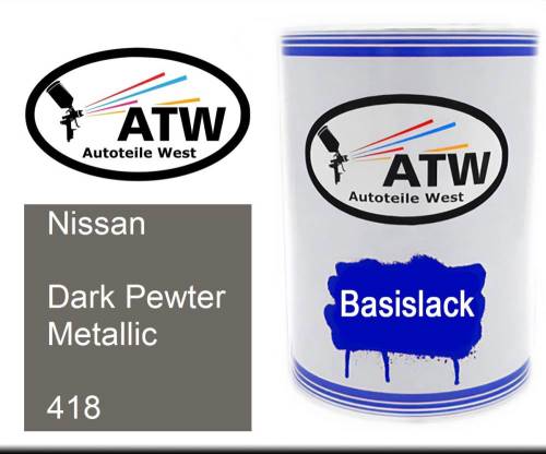 Nissan, Dark Pewter Metallic, 418: 500ml Lackdose, von ATW Autoteile West.